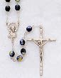 22" Silver Plated Rosary with 7mm Black Beads - MADE IN ITALY 22" Silver Plated Rosary with 7mm Black Beads - MADE IN ITALY