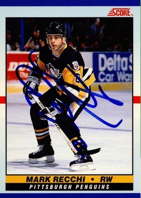 ^^ Mark Recchi Pittsburgh Penguins Signed 1990-1991 Score Rookie Card