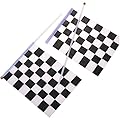 Kloud City Â® 20 Pcs 8'' x 6'' Checkered Flag Racing Polyester Flags on Plastic Stick