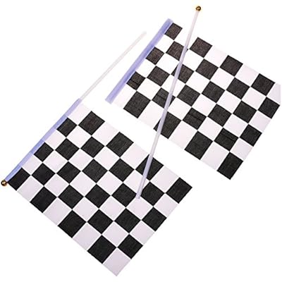 Kloud City Â® 20 Pcs 8'' x 6'' Checkered Flag Racing Polyester Flags on Plastic Stick