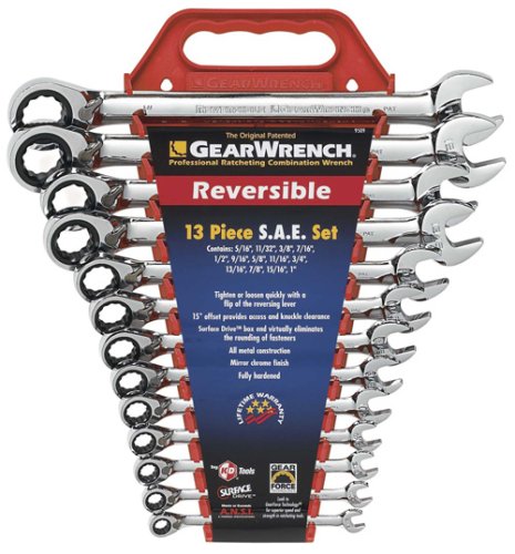Gear Wrench 9509 13 Piece Reversible Combination Ratcheting Wrench Set-SAE