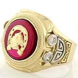 Best14K Gold Two-Tone Ruby Red Stone Horseshoe CZ Mens Ring 14K Gold Two-Tone Ruby Red Stone Horseshoe CZ Mens Ring
