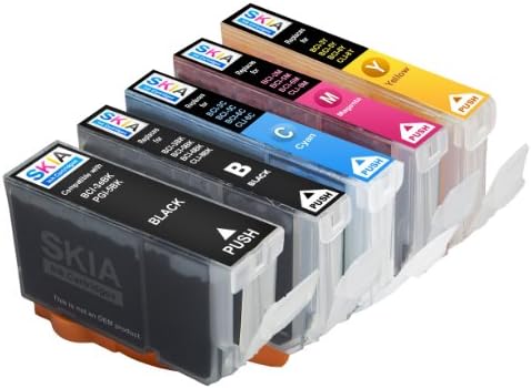 Skia Ink Cartridges ¨ 5 Pack Compatible with Canon BCI 3 / BCI 6(BCI-3EBK BCI-6BK BCI-6C BCI-6M BCI-6Y) for i860, PIXMA iP4000, PIXMA iP4000R, PIXMA iP5000, PIXMA MP750, PIXMA MP760, PIXMA MP780