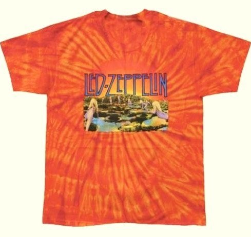 Led Zeppelin Orange Tie Dye T-shirt 'Houses Of The Holy' tee (X-Large)