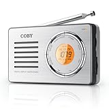 Coby CX50 Compact AM/FM Radio with Digital Display, silver