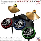 Chrome Skull on Black Skin by WraptorSkinz fits Guitar Hero 4 World Tour Drum Set for Nintendo Wii, 