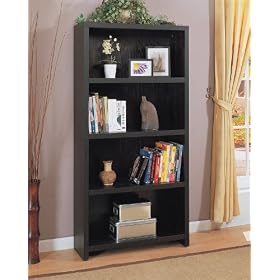 Contemporary Style Black Finish Bookcase Book Shelf by visiondecor Furniture