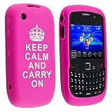 eForCity Silicone Skin Case Compatible with BlackBerry Curve 8520 / 9300, Hot Pink with - Keep Calm And Carry On - Quote