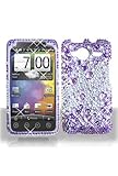 HTC EVO Shift 4G Full Diamond Graphic Case - Purple Rhinestones