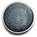 AZTEC CALENDAR Belt Buckle Mayan Mexico Toltec Blue
