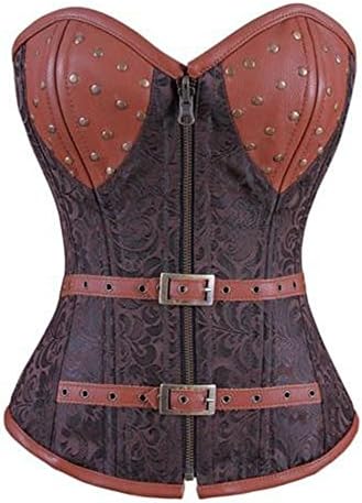 Women's Brown Steampunk Floral Jacquard Corset