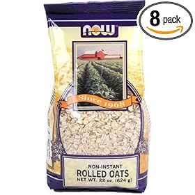 NOW Foods Oats Rolled, 22 Ounce Bags (Pack of 8)