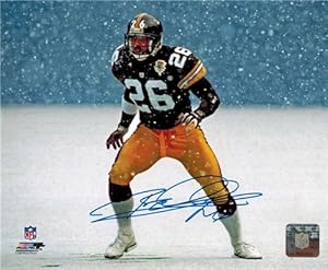 Rod Woodson Autographed/Hand Signed Steelers Action Snow 8x10 Photo
