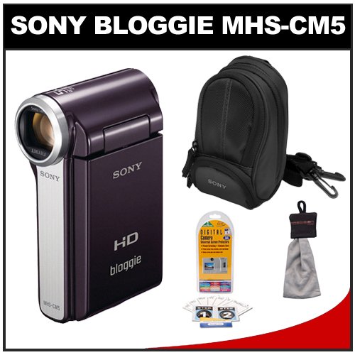 Sony Bloggie MHS-CM5 1080 HD Video Camera Camcorder Violet Case Accessory Kit