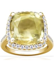 14K Yellow Gold Cushion Cut Yellow Sapphire Ring With Sidestones
