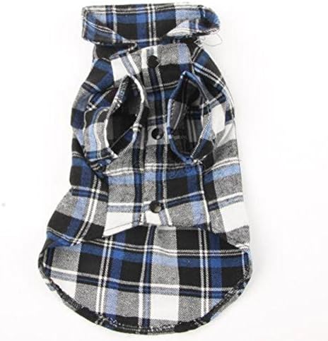 Comemall Blue,red Pet Dog Cat Puppy Clothes Plaid Shirt Coat Sweatshirt Costume S,m,l,xl (Blue, M)