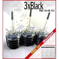 SOL Corp 3 x 1oz Black Pigment REFILL Ink Kit for Canon PG-210XL Pixma IP2700, IP2702 PIXMA MP240, PIXMA MP250, PIXMA MP480, PIXMA MP490, MP495 PIXMA MX320, MX330, MX340, MX350, MX410, MX420 + FREE CALENDAR MOUSEPAD