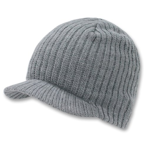 SOLID CAMPUS JEEP CAP VISOR BEANIE SKI CAP (Grey)
