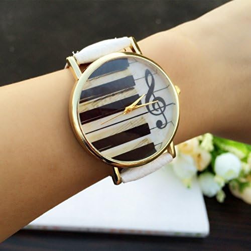 Charm Piano keyboard notes Style Leather Bracelet Quartz Watch Gifts