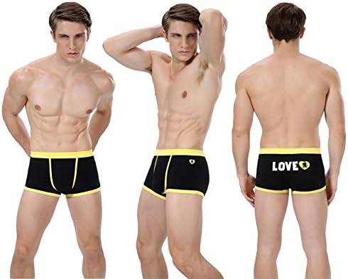 Tirain Valentine Cotton Underwear Boxer Briefs with Lip Pattern Pants (XX-Large(men), Love)