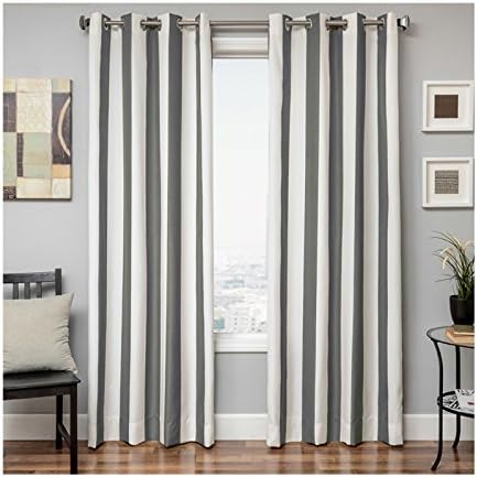 Sunbrella 96'' Grommet Stripe Outdoor Panel Charcoal