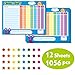 12 Pcs Reward Chore Behavior Chart Dry Erase and Self Adhesive with 1056 stars 14.5" x 11"