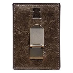 Fossil Illinois Fighting Illini Brown Leather Card Holder and Money Clip