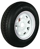13 x 4.5 White Spoke Trailer Wheel with bias ST17580D13C Tire Mounted (4-4 bolt circle)