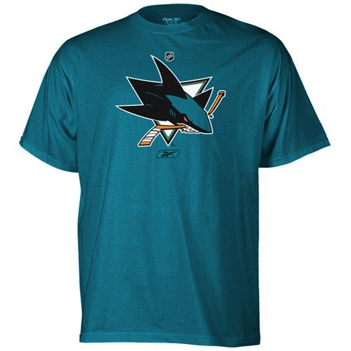 NHL Men's San Jose Sharks Primary Logo T-Shirt (Teal, Medium)