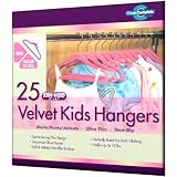 Closet Complete Kids Size Ultra Thin No Slip Velvet Hangers, Pink, Set of 25 ~ Closet Complete