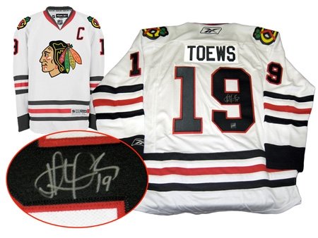 Jonathan Toews Autographed/Hand Signed Jersey Chicago Blackhawks White Replica