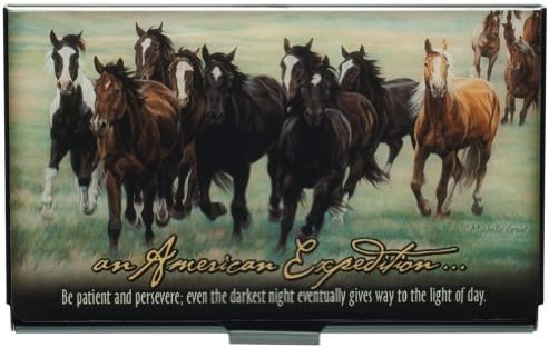 American Expedition Delux Stainless Steel Business Card Holder: MUSTANG HORSE