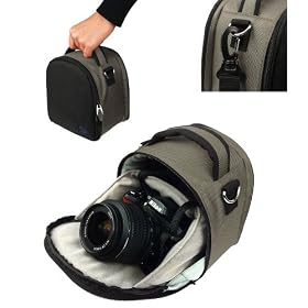 Vangoddy designed SILVER Compact DSLR & SLR HD Digital Camera Bag, Laurel Style For all Nikon SLR Entry Level or Professional Cameras with Unique Flip-out Compartment, Guaranteed Fit (D7000, D5100, D5000, D3100, D3000, D700, D90, D60, D40, D3S, Nikon 1 J1, DX-Format CMOS, Camera body Only, NIkkor Le