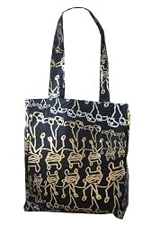 Loop NYC Whatever It Takes Charity Eco Reusable Recycle Shoulder Bag -- Black Metallic Print Designed By Kayne West