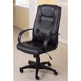 All Leather Executive Office Desk Chair with Gas Lift and Tilt Function (Black) by D�cor Best
