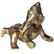 Brass Statue God Ganesha Eating Ladoo 2.5 x 3 x 3 inches (ganeshb035)