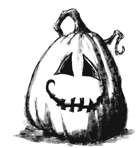 Creepy Halloween Pumpkin Rubber Stamp