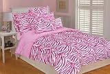 Thro Ltd. Zebra Collection Microluxe Full/Queen Comforter Set, Pink White