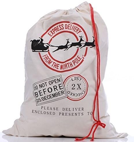 Warmhol Personalized Santa Sack for Christmas Presents Hessian Burlap Stocking 27.5 X 19 Inches Large Sack(1, Design B) by Warmhol Manufacturing Company