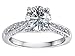 1.55 cttw 14k white gold plated silver Solitaire engagement Ring with Round Genuine White Topaz and 6 genuine diamonds - Gold Plated Silver