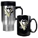 Pittsburgh Penguins NHL Stainless Steel Travel Mug & Black Ceramic Mug Set - Primary Logo by Great American Products