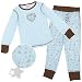 Light Blue and Brown Thermal Pajamas for Girls