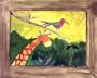 Brown Giraffe with Bird Jungle Babies Safari Down Under a Day At the Zanibar Zoo By S. Bowman 11 X 14 Art Print