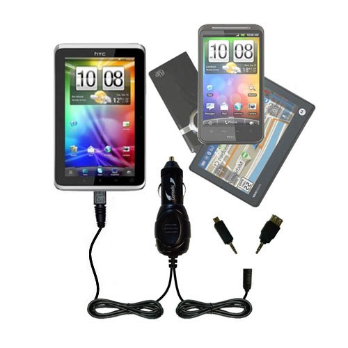 Double Car Charger with tips including a tip for the HTC Flyer  uses Gomadic TipExchange Technology