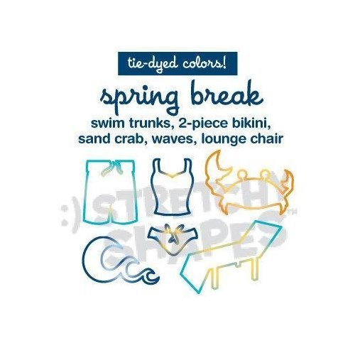 Fun Spring Break Tie-Dye Shapes Silicone Silly Bandz Rubber Band Bracelets Party Favors with BONUS Keepsake Plastic Pouch- 6 Packs with 24 Bands in Each Pack (144 Wristbands Total)