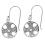 Sterling Silver Small Cut-Out and Etched Celtic Cross Circle Drop Earrings