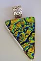 Fire Gold and Blue Dichroic Glass Pendant