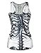 Pink Wind Girls White Skelecton Printing Sleeveless Punk T Shirt Vest Tops