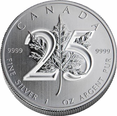 2013 Canadian Maple Leaf 25th Anniversary BU Silver 1oz IN STOCK