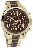 Michael Kors - Mid-Size Golden Stainless Steel and Tortoise Bradshaw Chronograph Watch - MK5696